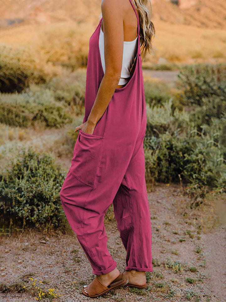 Boho Relaxed Tank Patch Pocket Jumpsuit - 2 Color Options