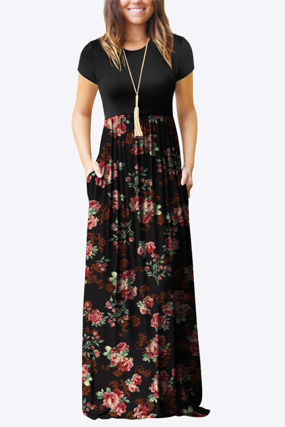 Short Sleeve Maxi Dress with Pockets - 5 Print Options