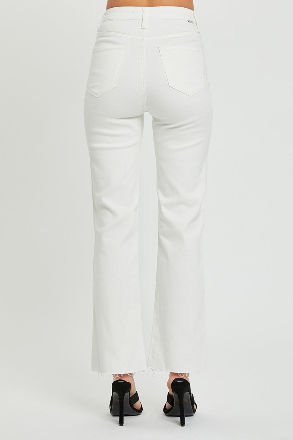 RISEN High Rise Tummy Control Straight Jeans in White