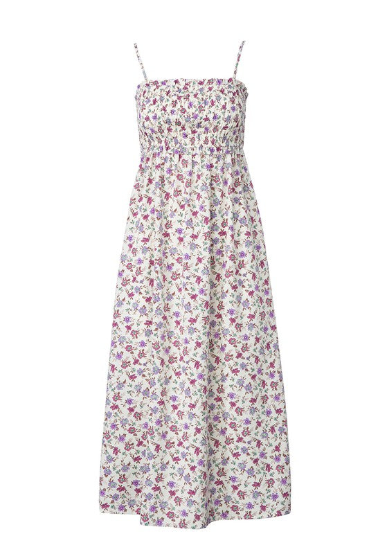 Smocked Ditsy Floral Maxi Dress