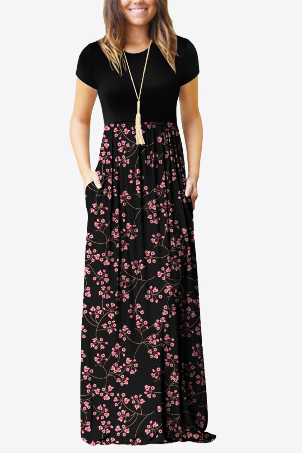 Short Sleeve Maxi Dress with Pockets - 5 Print Options