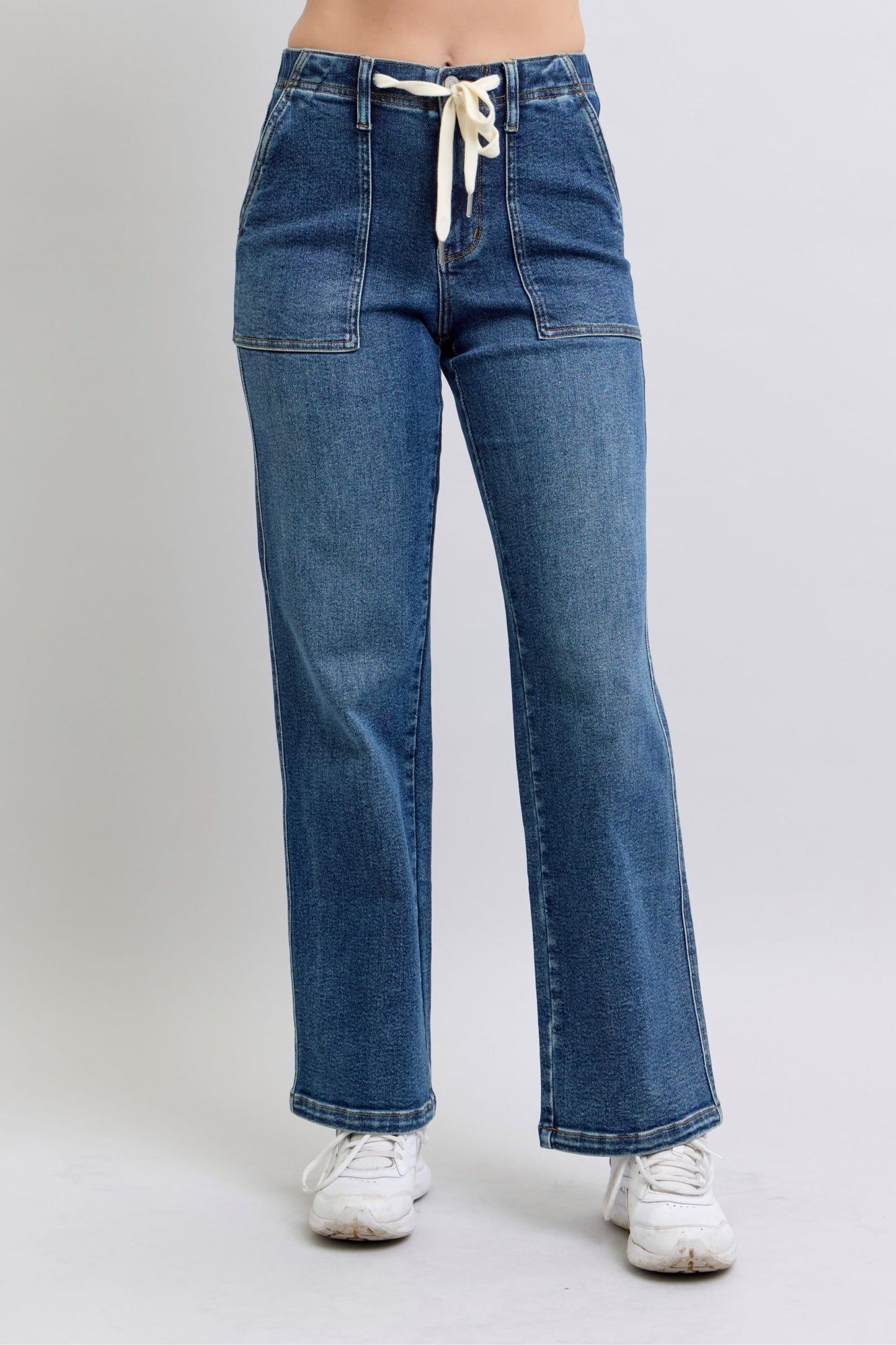 Judy Blue Melanie High Rise Drawstring Wide Leg Jeans