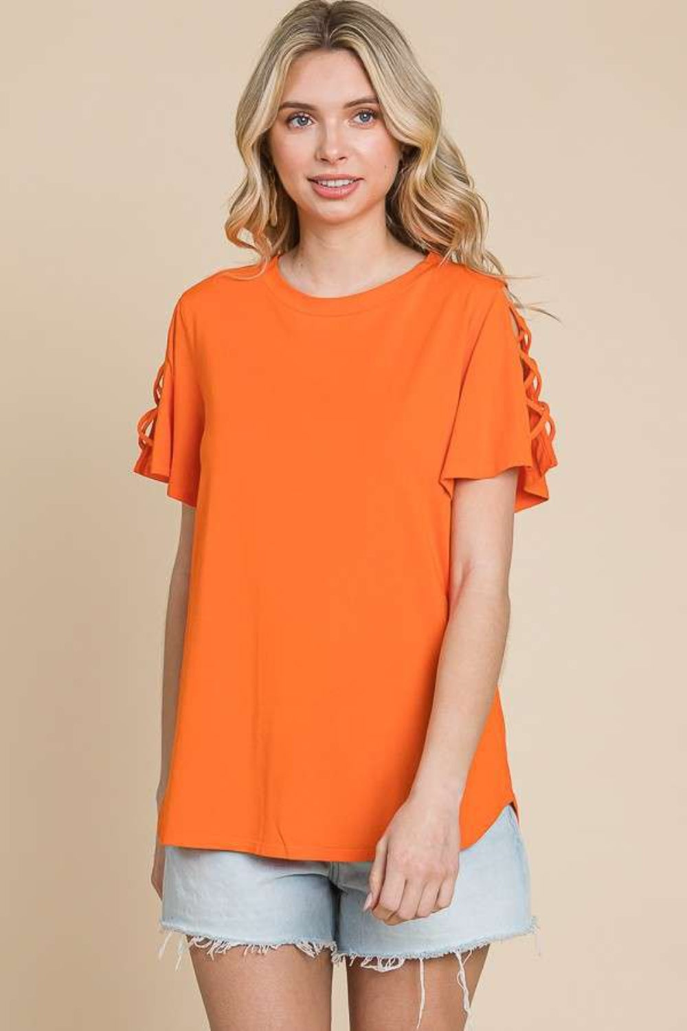 Crisscross Cutout Short Sleeve T-Shirt - 4 Color Options