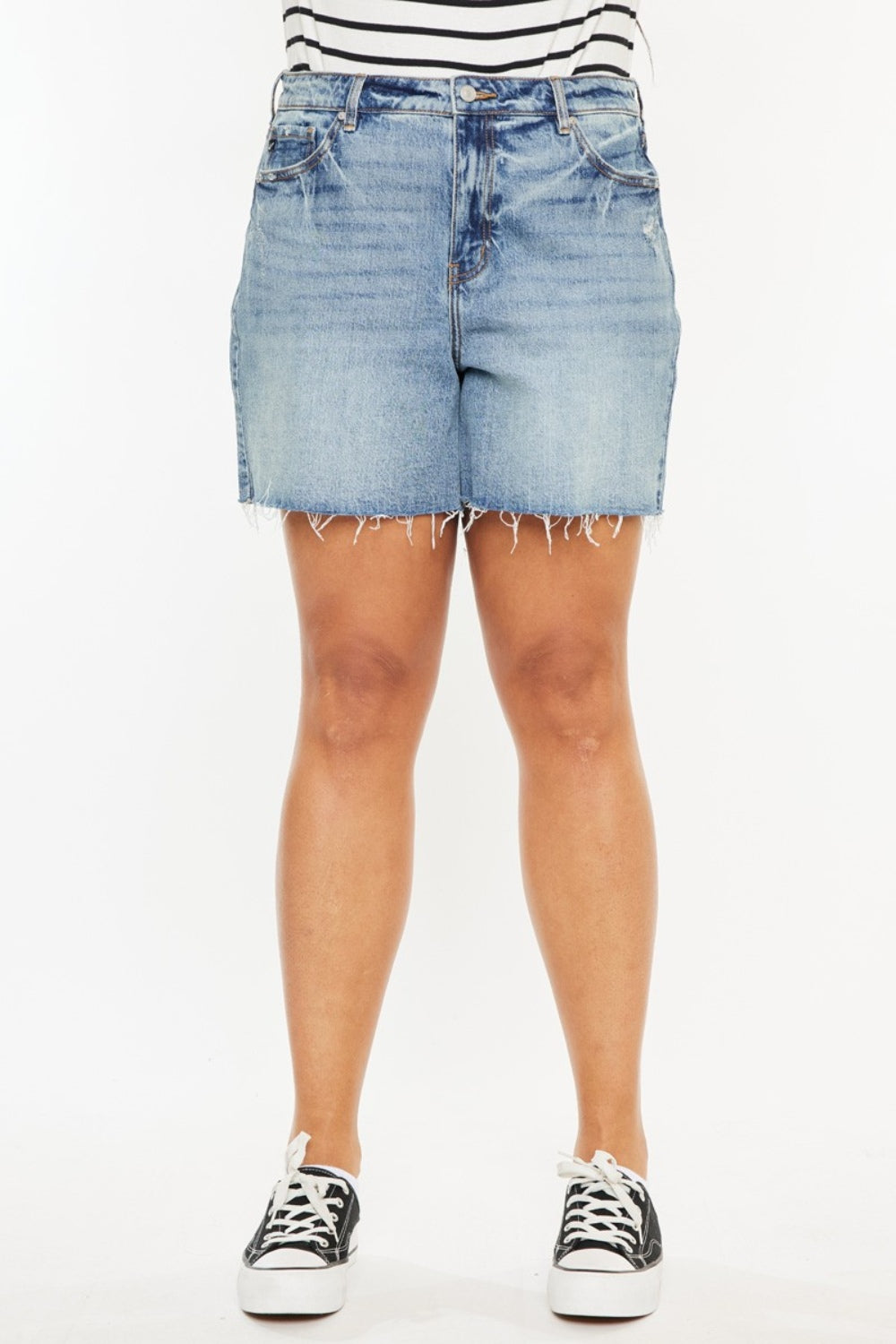 Kancan High Rise 90's Midi Denim Shorts