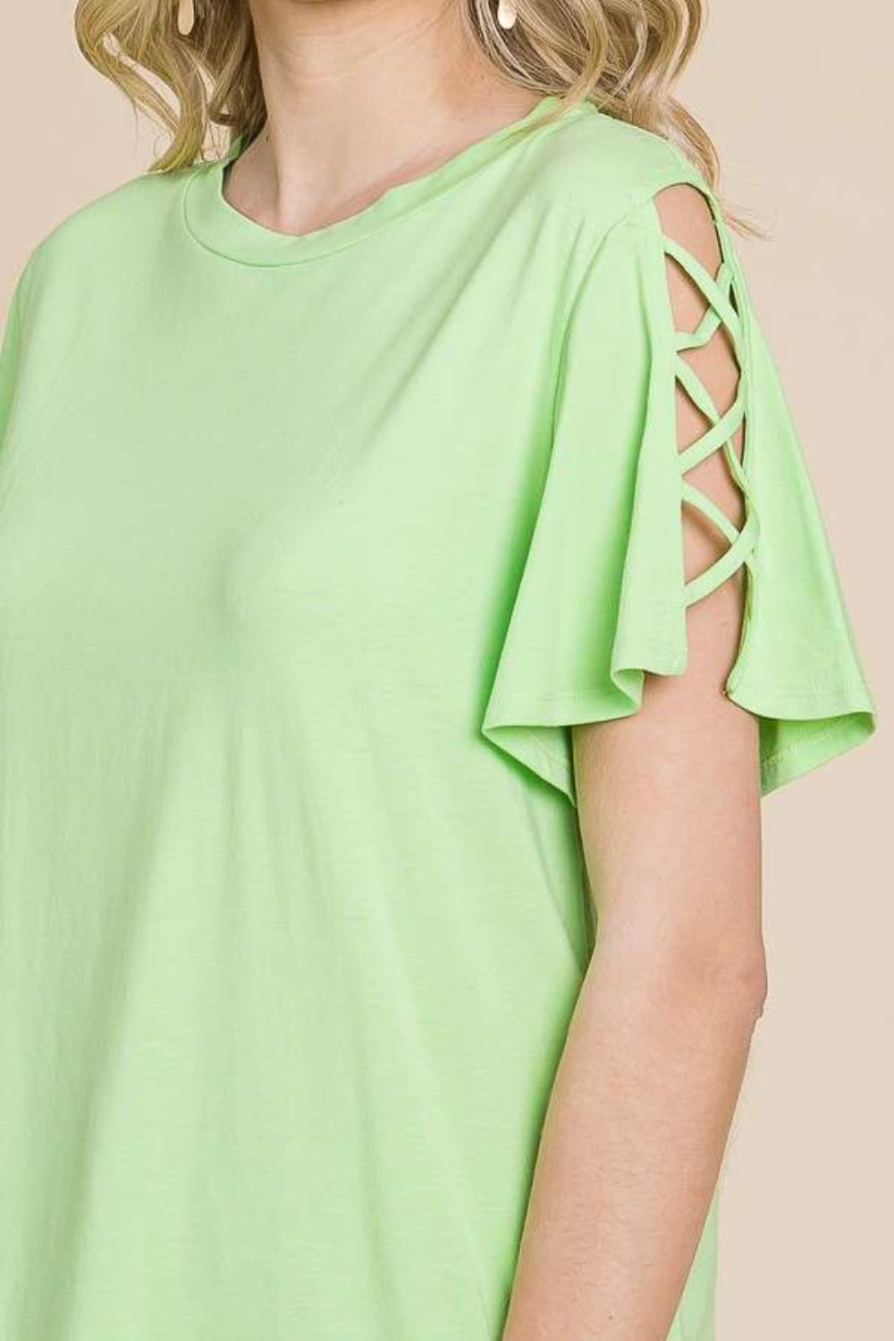 Crisscross Cutout Short Sleeve T-Shirt - 4 Color Options