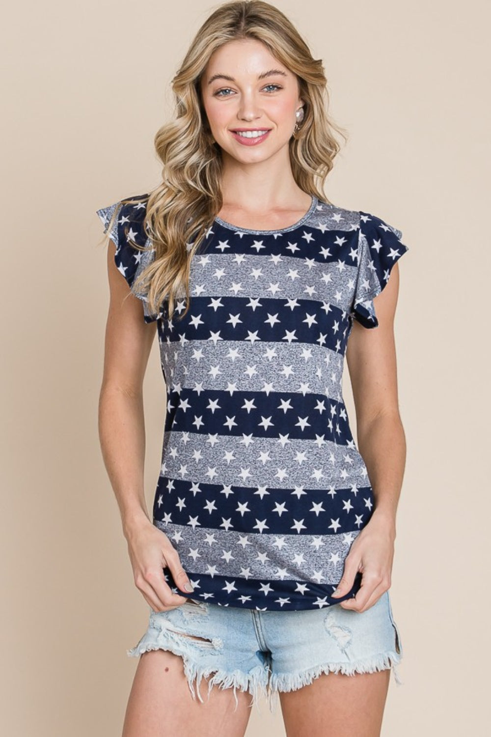 Stars & Stripes Cap Sleeve T-Shirt