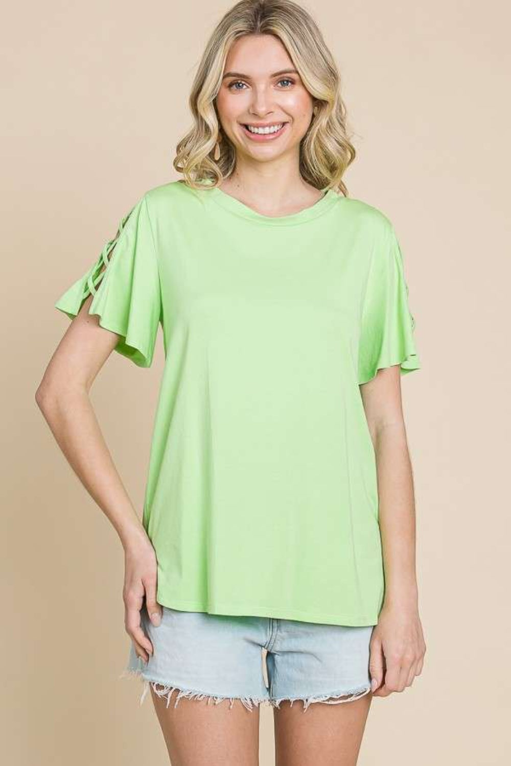 Crisscross Cutout Short Sleeve T-Shirt - 4 Color Options