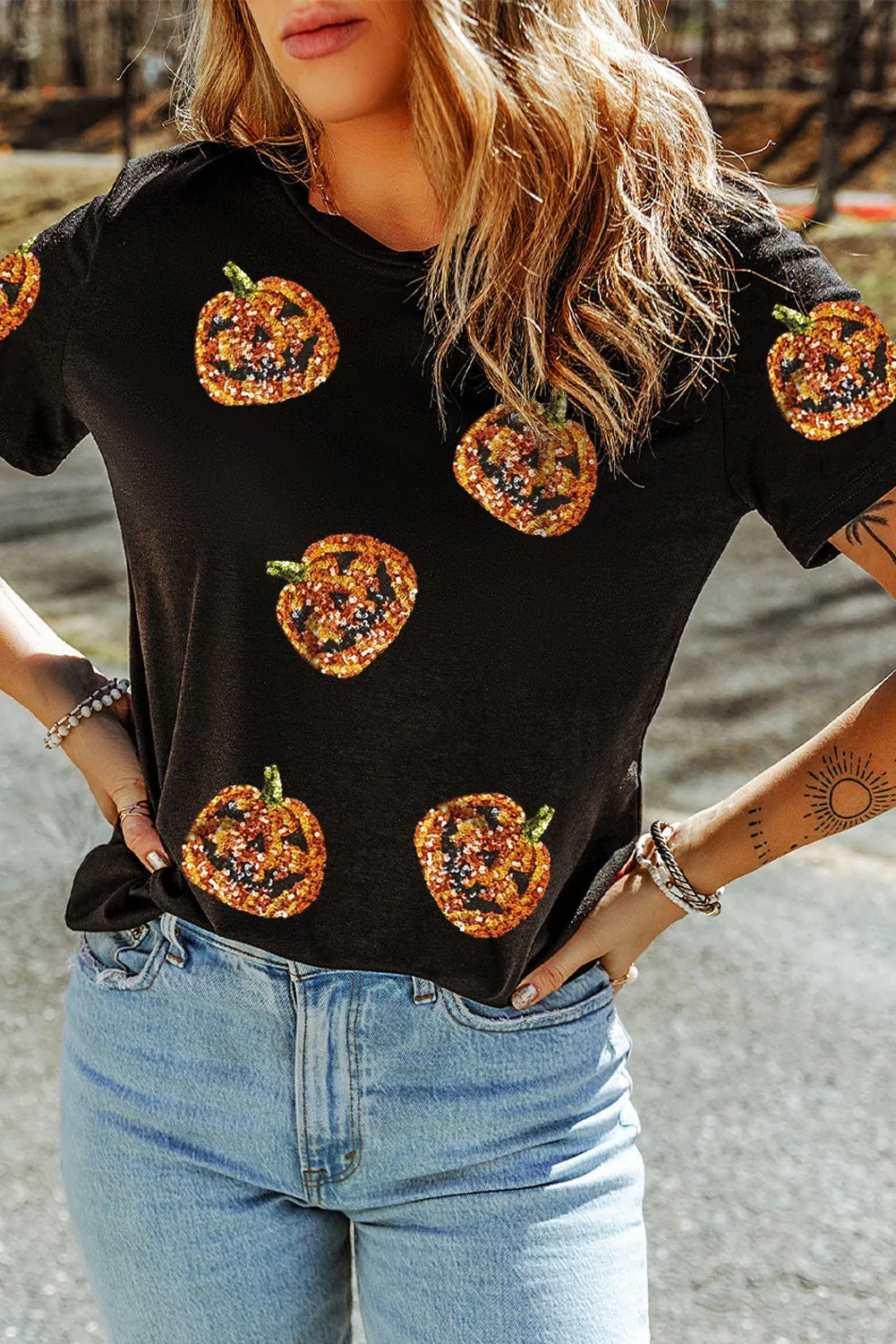 Sequin Pumpkin Graphic Tee