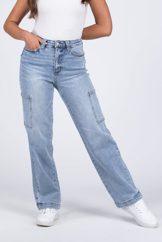 Judy Blue High Waist Straight Cargo Jeans