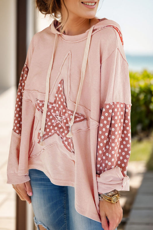 Patchwork Star Long Sleeve Hoodie - 3 Color Options