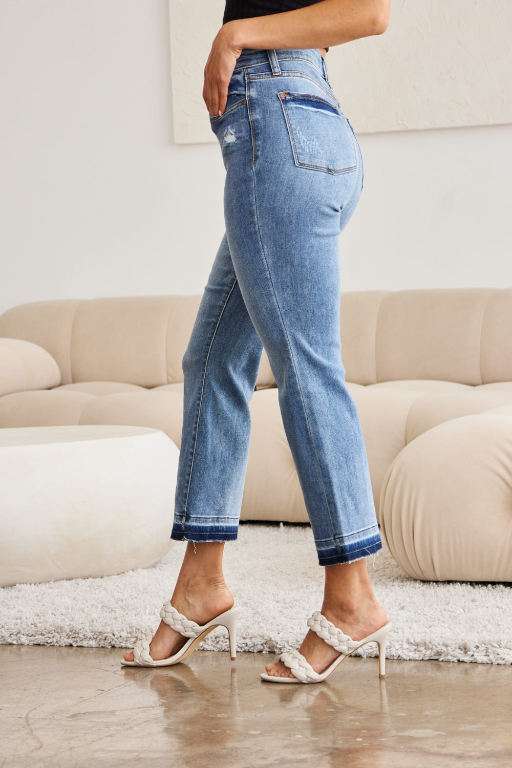 Judy Blue Release Hem Cropped Bootcut Jeans