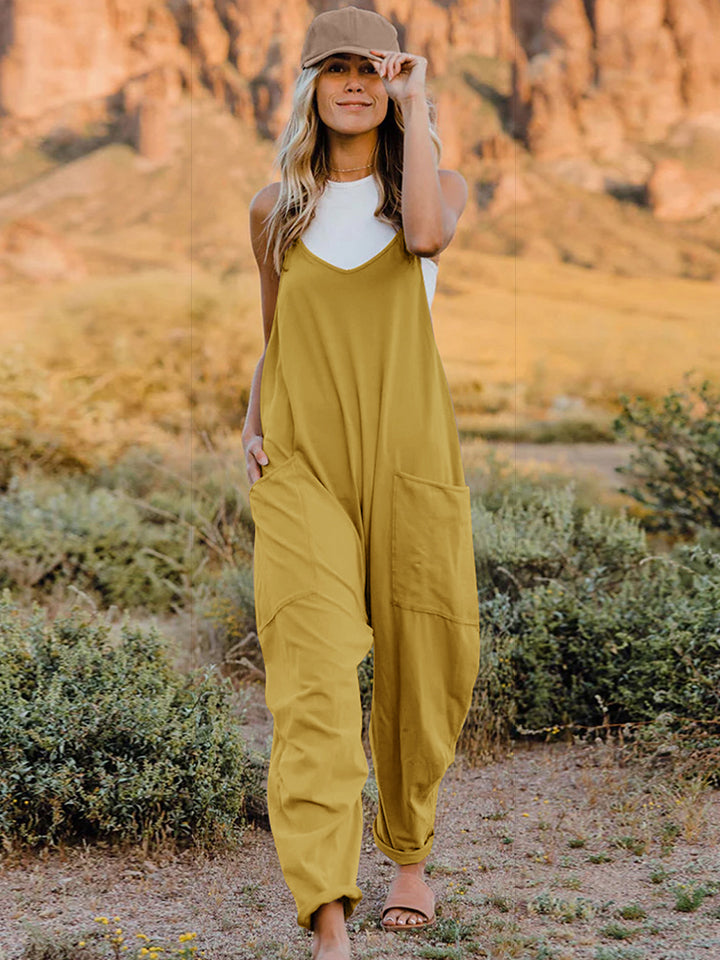 Boho Relaxed Tank Patch Pocket Jumpsuit - 2 Color Options