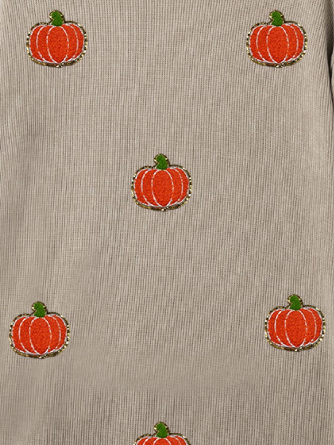 Corded Sweatshirt w/ Chenille Pumpkin Patches - 2 Color Options