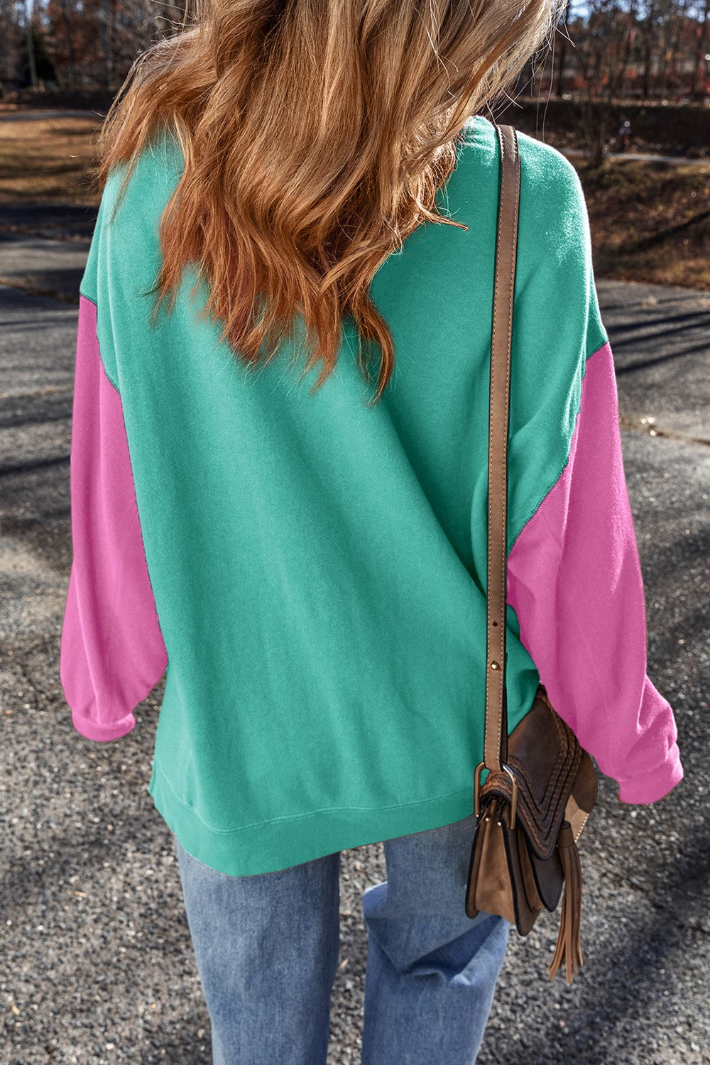 Contrast Sleeve Long Length Sweatshirt