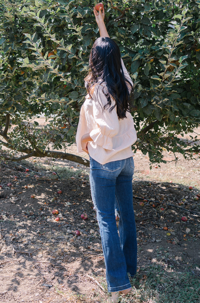 Judy Blue Lucy Mid Rise Hand Sand Distressed Bootcut Jeans