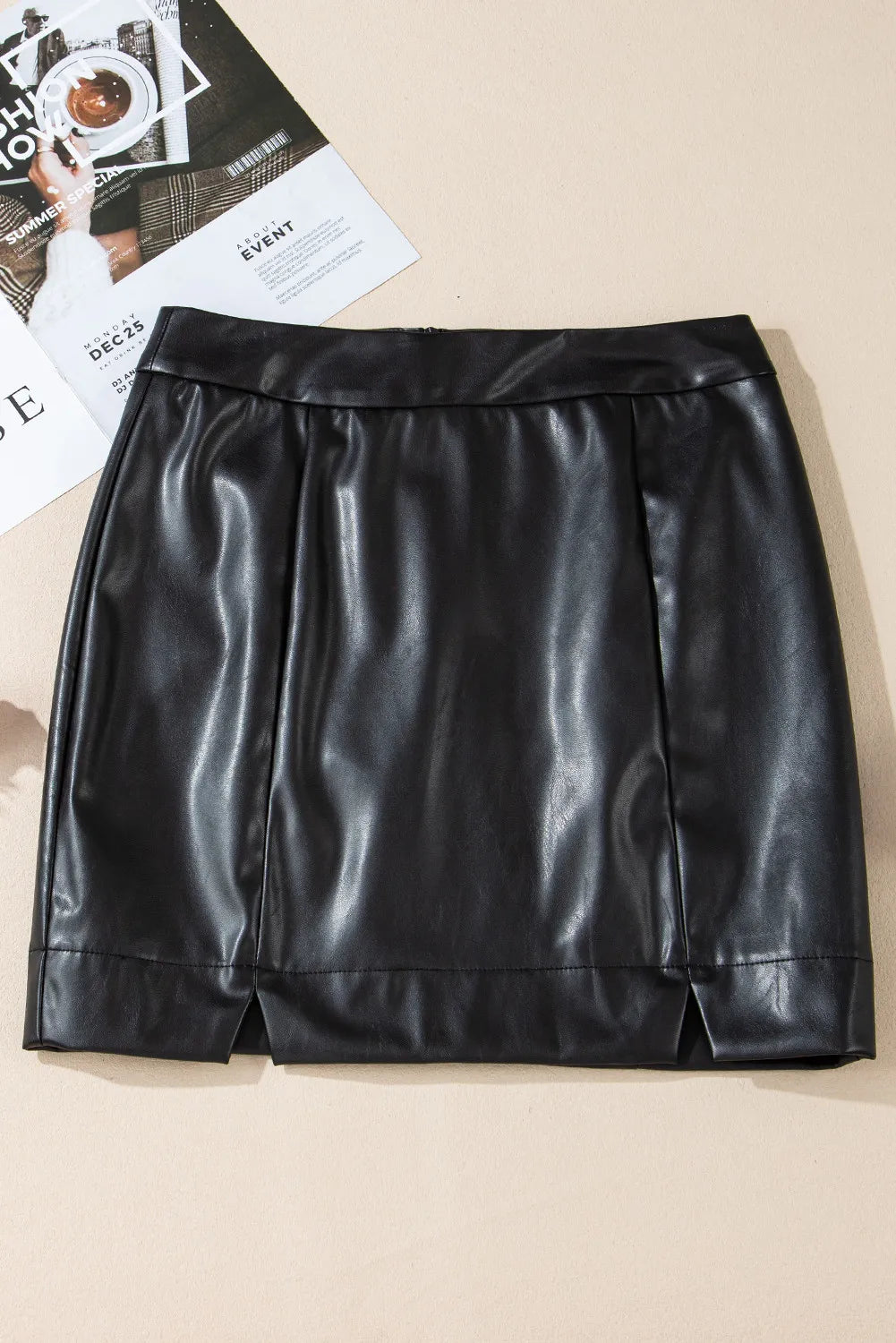 Faux Leather Mini Skirt in Jet Black