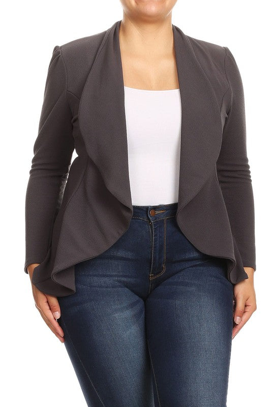 Waterfall Open Front Solid Blazer - 16 Color Options