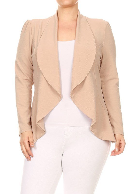 Waterfall Open Front Solid Blazer - 16 Color Options