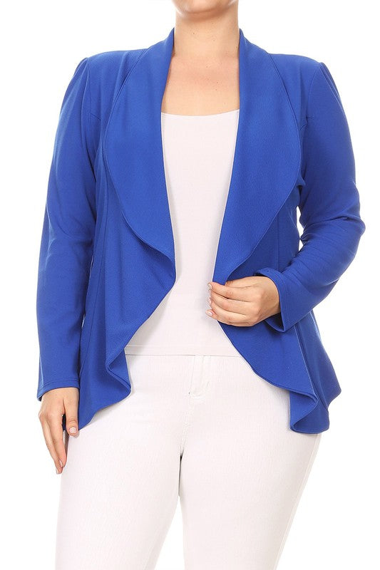 Waterfall Open Front Solid Blazer - 16 Color Options