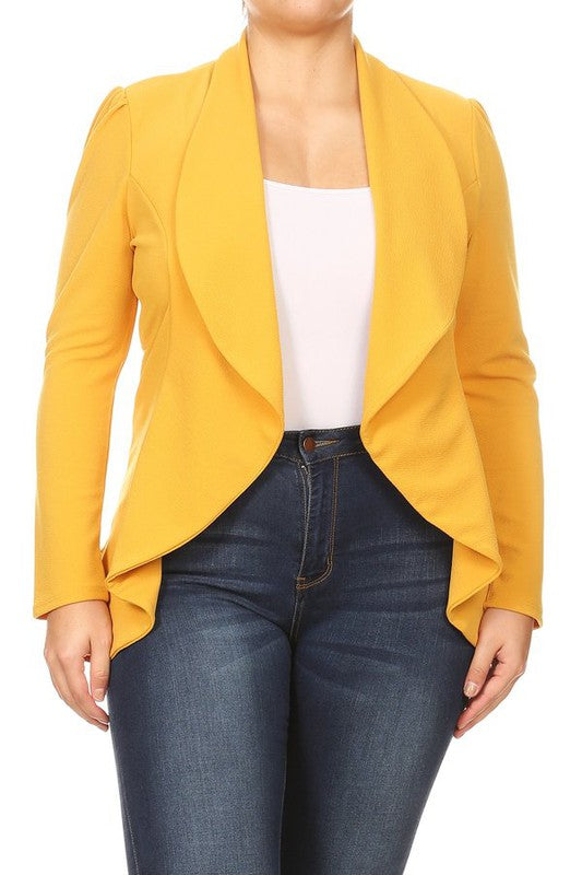 Waterfall Open Front Solid Blazer - 16 Color Options