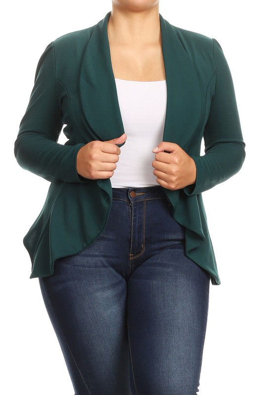 Waterfall Open Front Solid Blazer - 16 Color Options