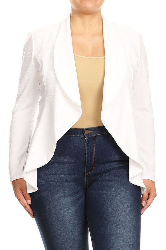 Waterfall Open Front Solid Blazer - 16 Color Options