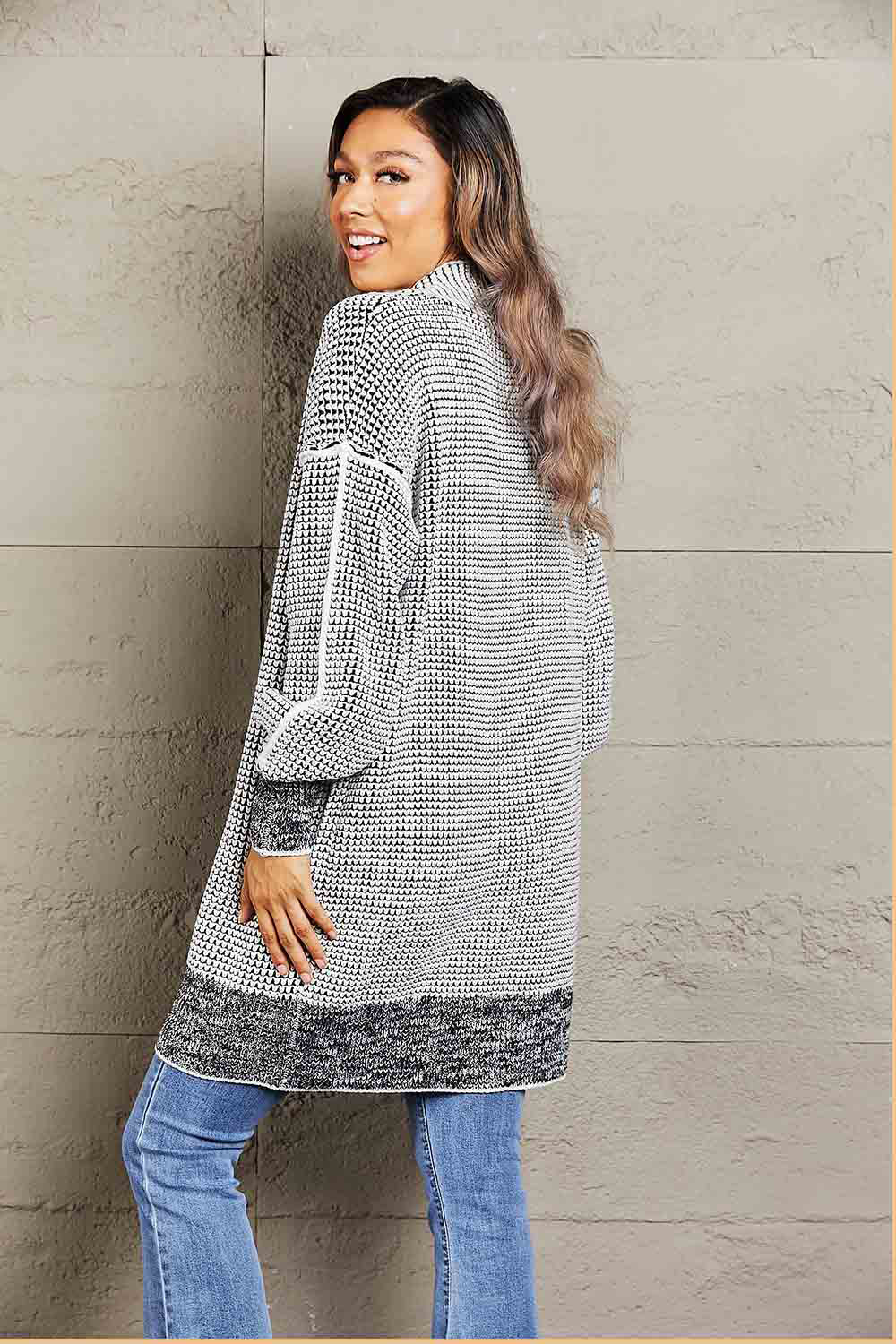 Heathered Open Front Longline Cardigan