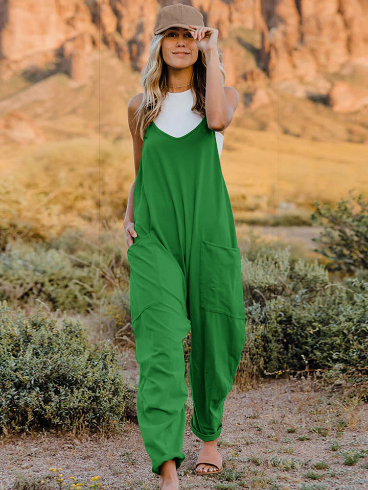 Boho Relaxed Tank Patch Pocket Jumpsuit - 4 Color Options