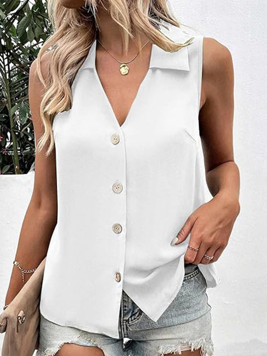 Johnny Collar Button Up Tank - 5 Color Options