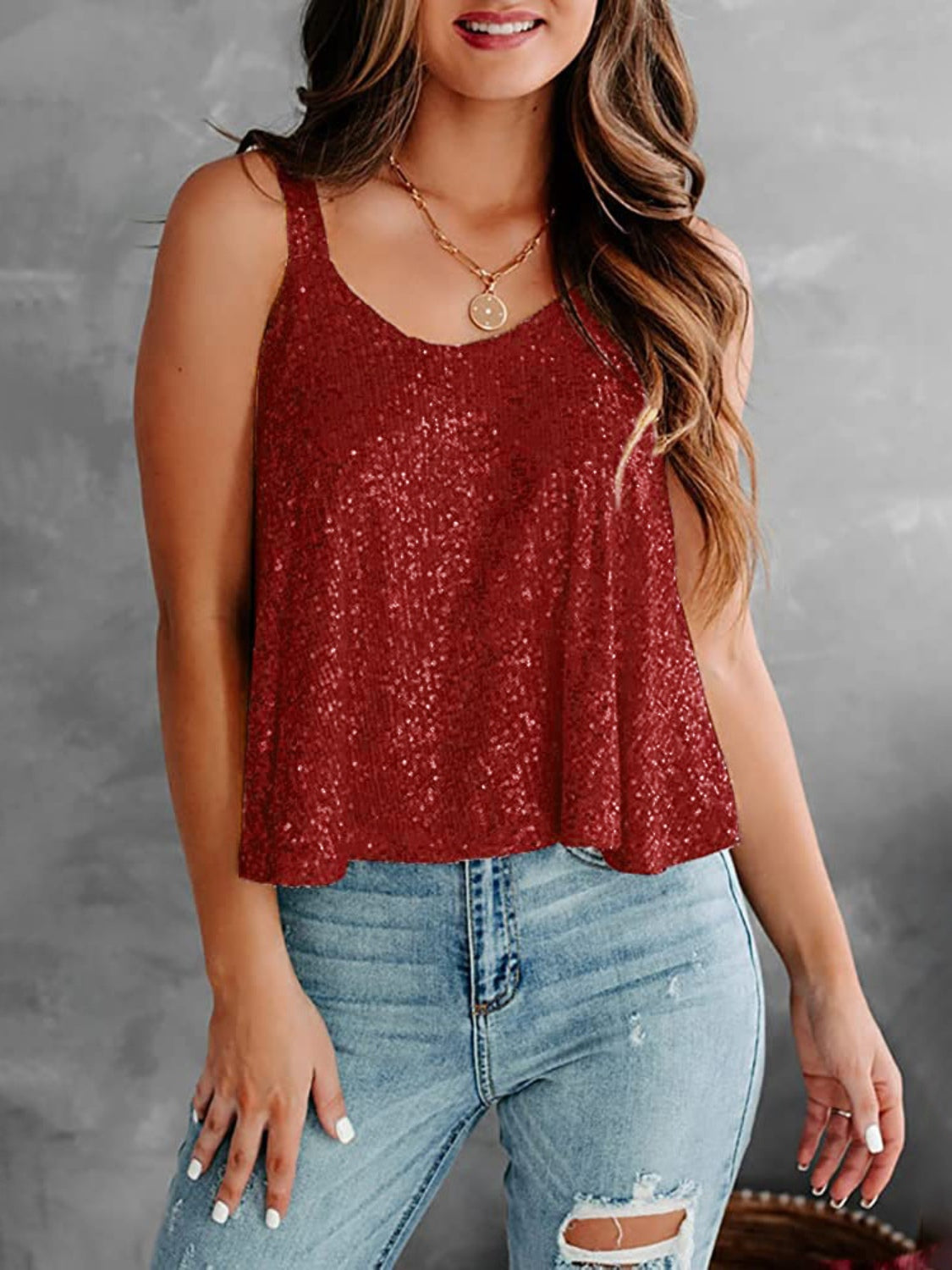 Sequin Scoop Neck Tank - 8 Color Options