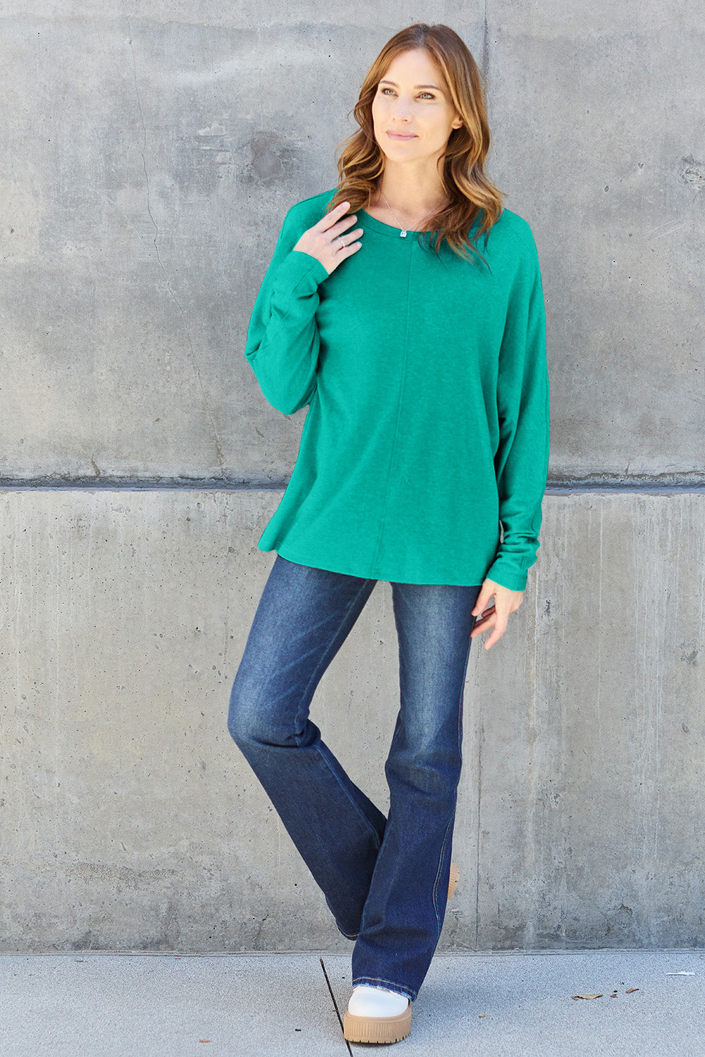 Seam Detail Relaxed Long Sleeve Top - 8 Color Options