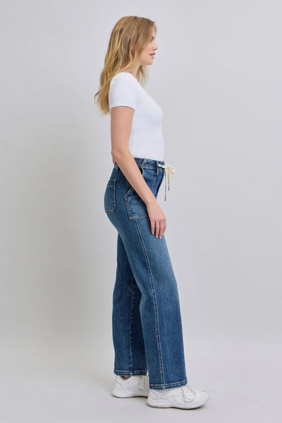 Judy Blue Melanie High Rise Drawstring Wide Leg Jeans