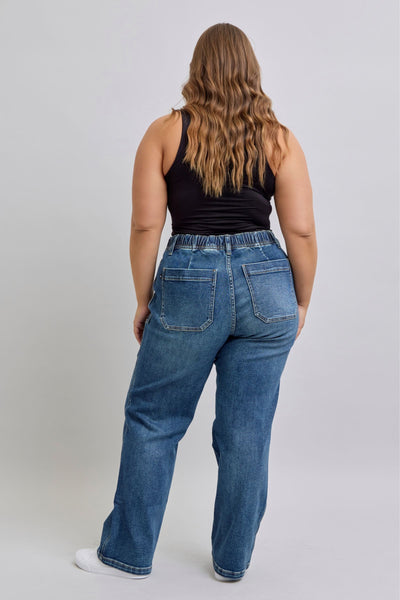 Judy Blue Melanie High Rise Drawstring Wide Leg Jeans