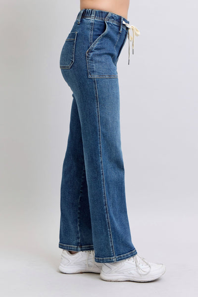 Judy Blue Melanie High Rise Drawstring Wide Leg Jeans