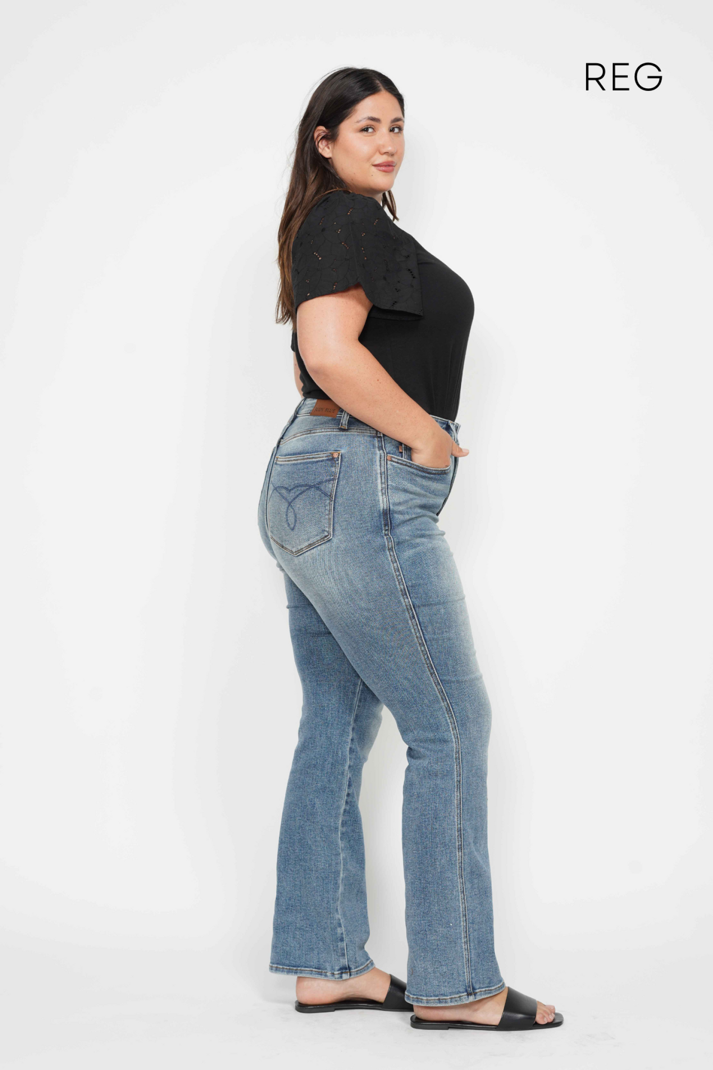 Judy Blue Tummy Control Embroidered Pocket Bootcut Jeans - 3 INSEAMS