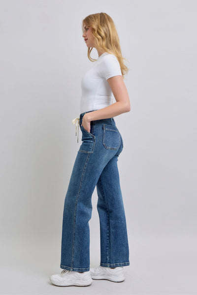 Judy Blue Melanie High Rise Drawstring Wide Leg Jeans