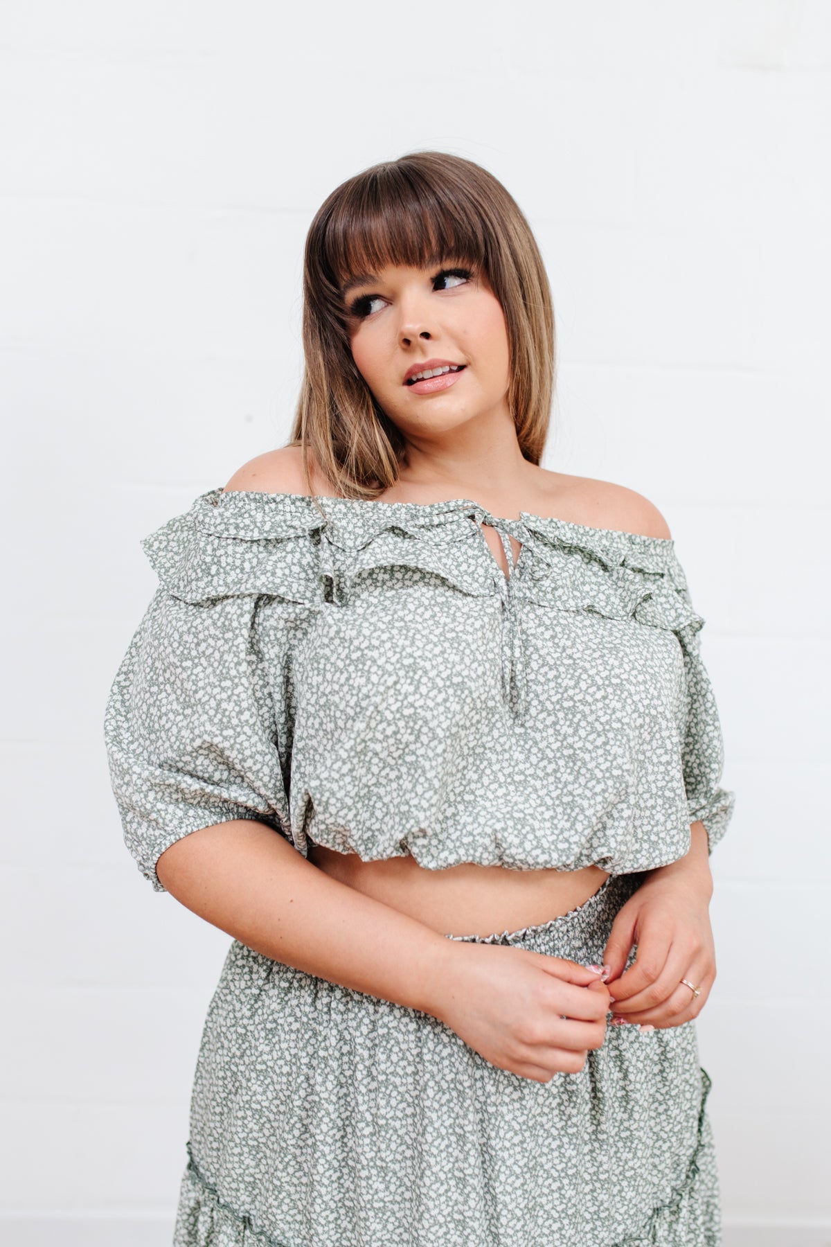 Golden Hour Cropped Blouse in Sage