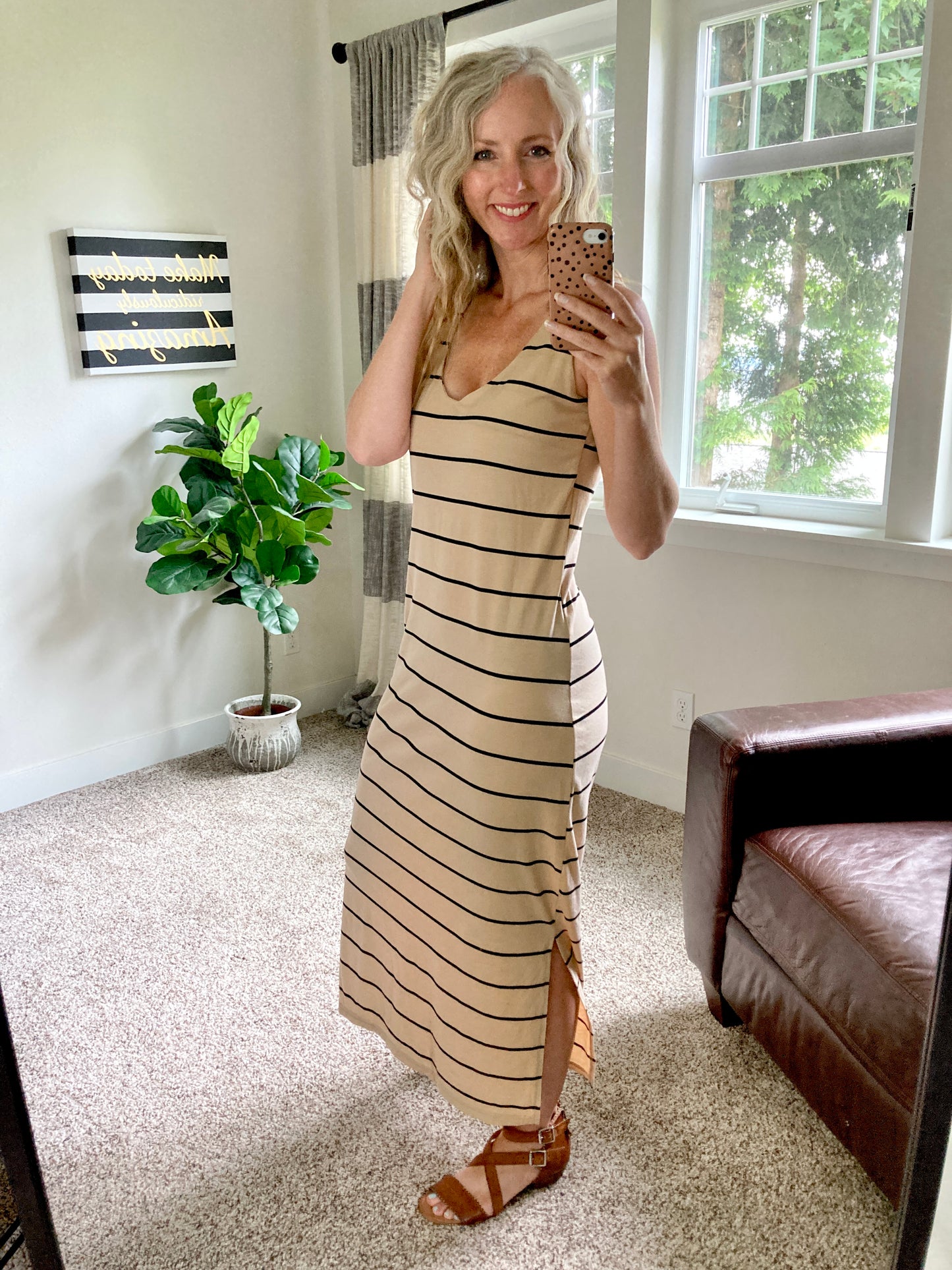 Effortless Side Slit Maxi Dress - 4 Striped Color Options