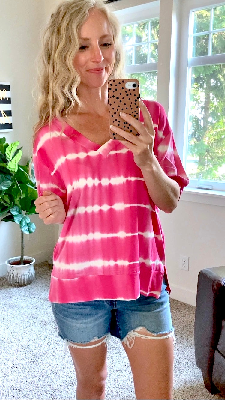 Tie Dye Stripe Relaxed Fit Top