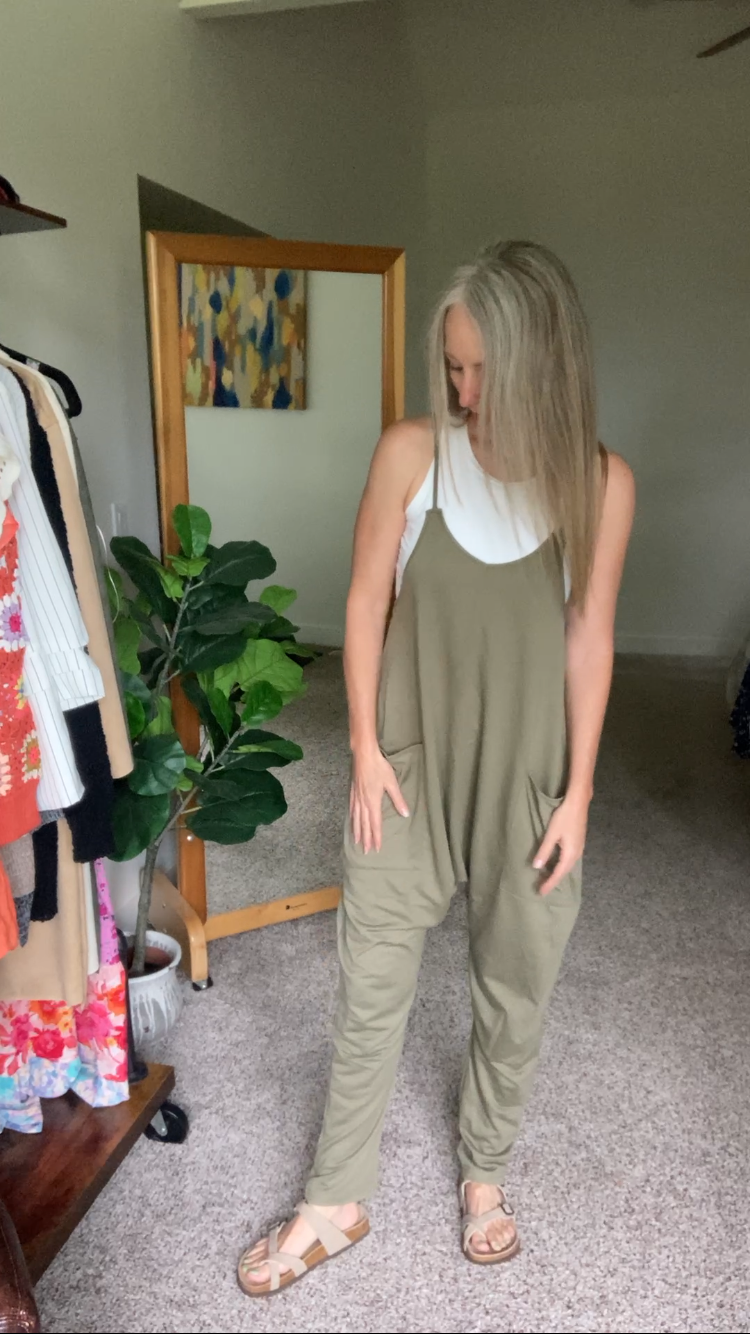 Boho Relaxed Tank Patch Pocket Jumpsuit - 13 Color Options