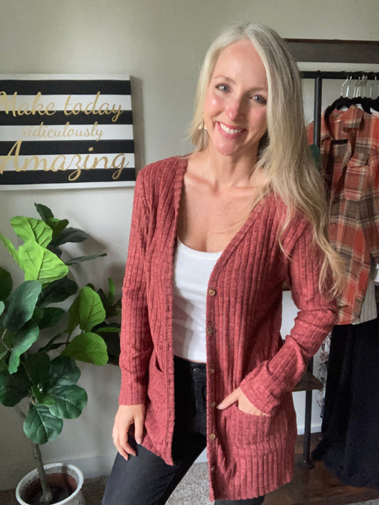 Fuzzy Soft Button Front Cardigan - 7 Color Options