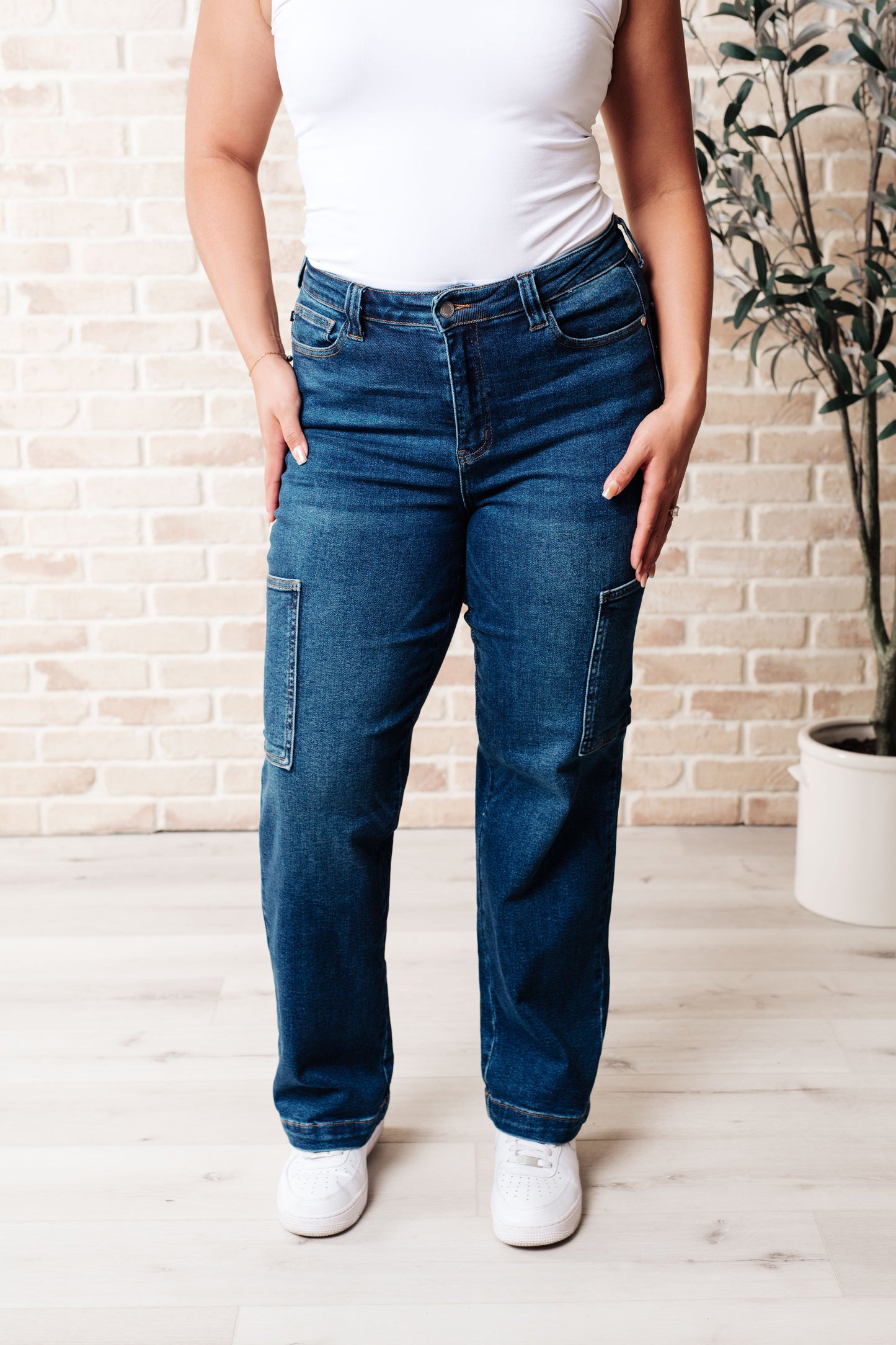 Judy Blue Leila High Rise Cargo Straight Jeans