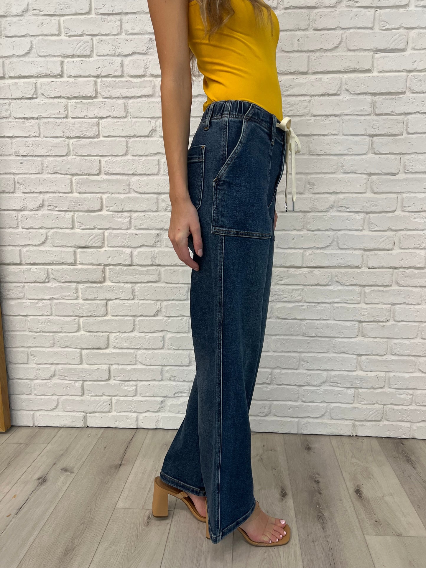 Judy Blue Melanie High Rise Drawstring Wide Leg Jeans