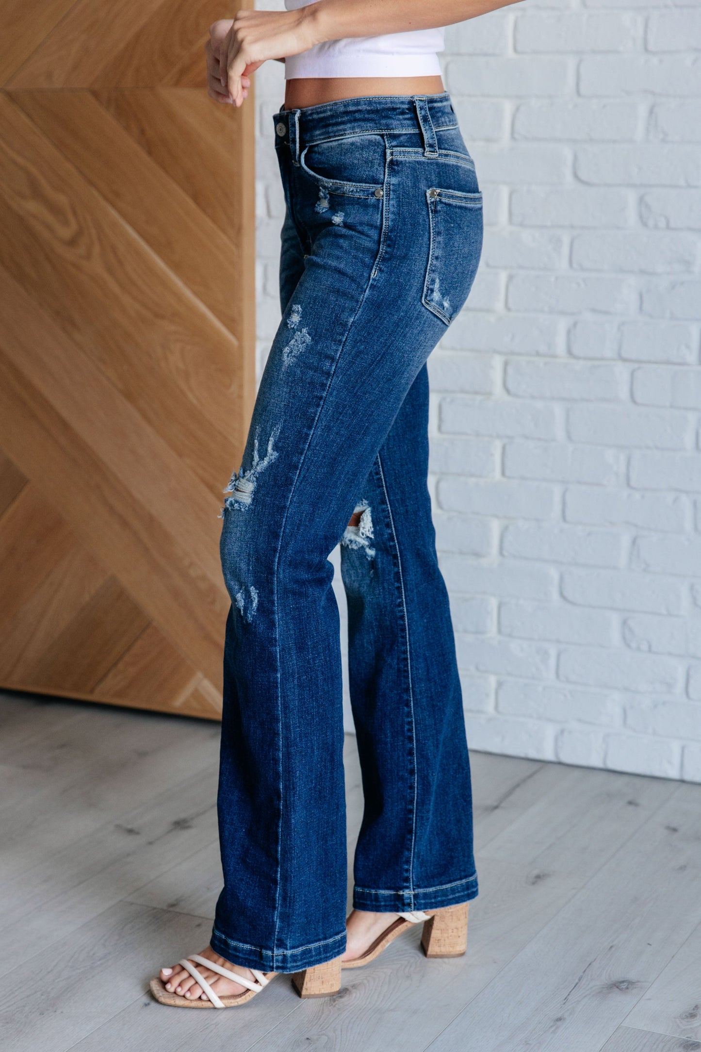 Judy Blue Mila Mid Rise Distressed Bootcut Jeans