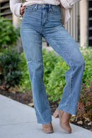 Judy Blue Tummy Control Raw Hem Straight Jeans