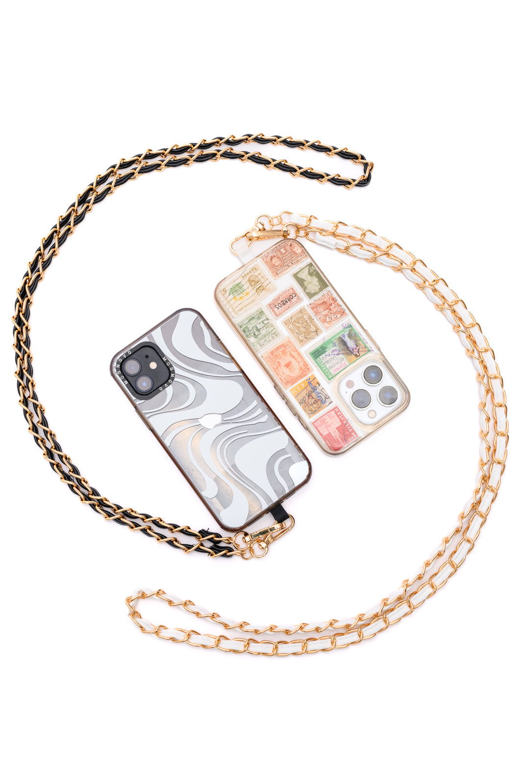 Cell Phone Lanyard in Vegan Leather Gold Chain - Set of 2