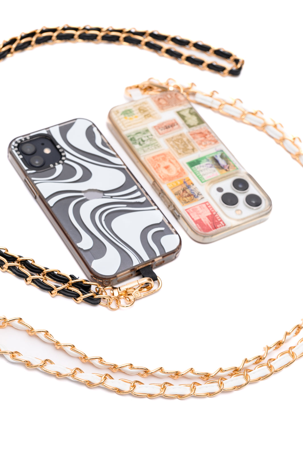 Cell Phone Lanyard in Vegan Leather Gold Chain - Set of 2