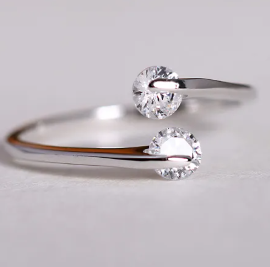 Silver Floating Zircon Ring