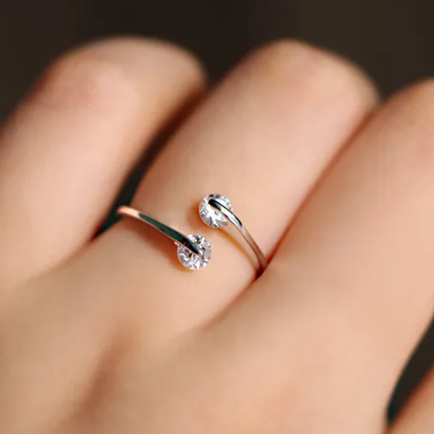 Silver Floating Zircon Ring