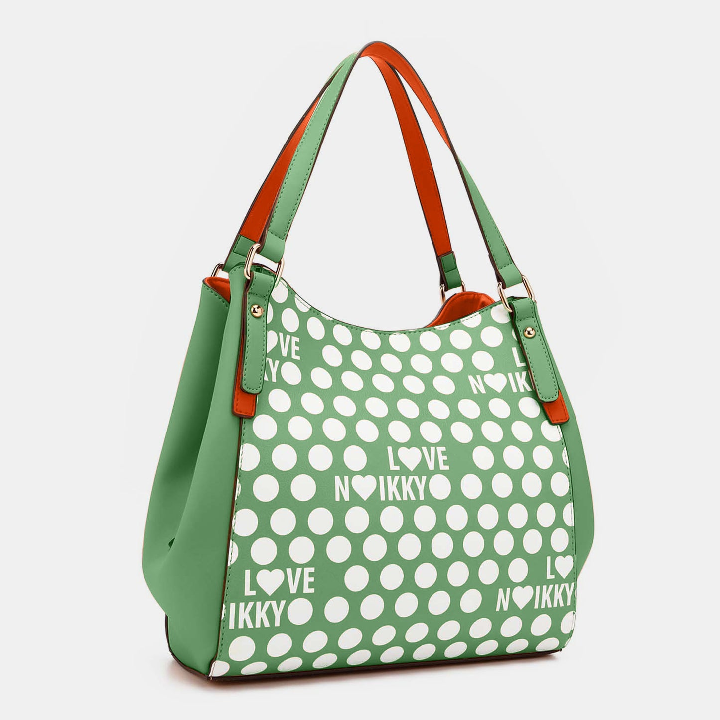 Nicole Lee Contrast Polka Dot Handbag Purse- 3 Color Options